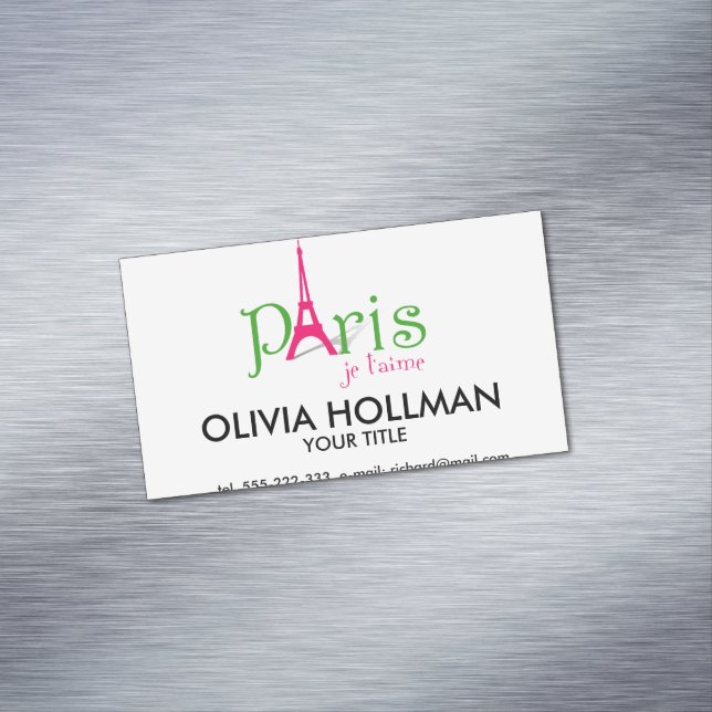 Cartão De Visitas Magnético Eu amo Paris (Posição Original)