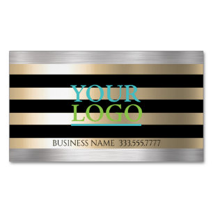 Cartão De Visitas Magnético Faça o seu logotipo Dourado, aço escovado e tira