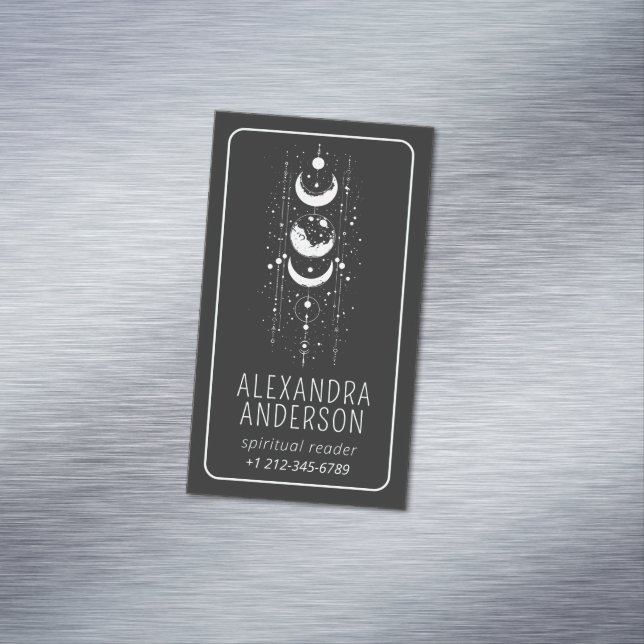 Cartão De Visitas Magnético Fases Celestiais Da Lua Espiritual Místico (Posição Original)