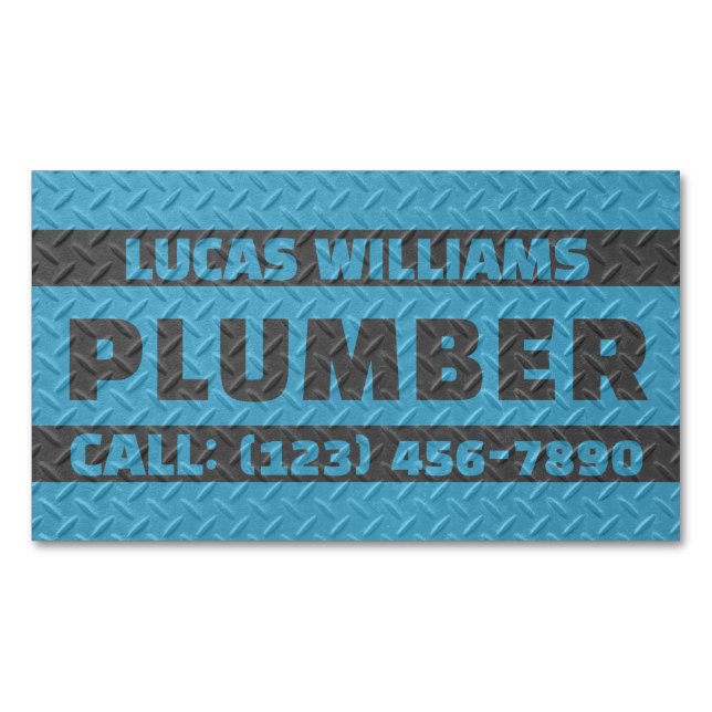 Cartão De Visitas Magnético Faux metallic texture surface handyman  (Frente)