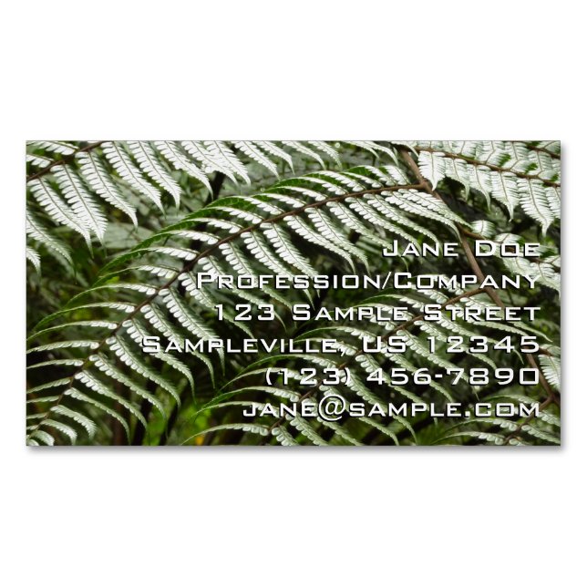 Cartão De Visitas Magnético Fern Fronds II Dark Green Nature (Frente)