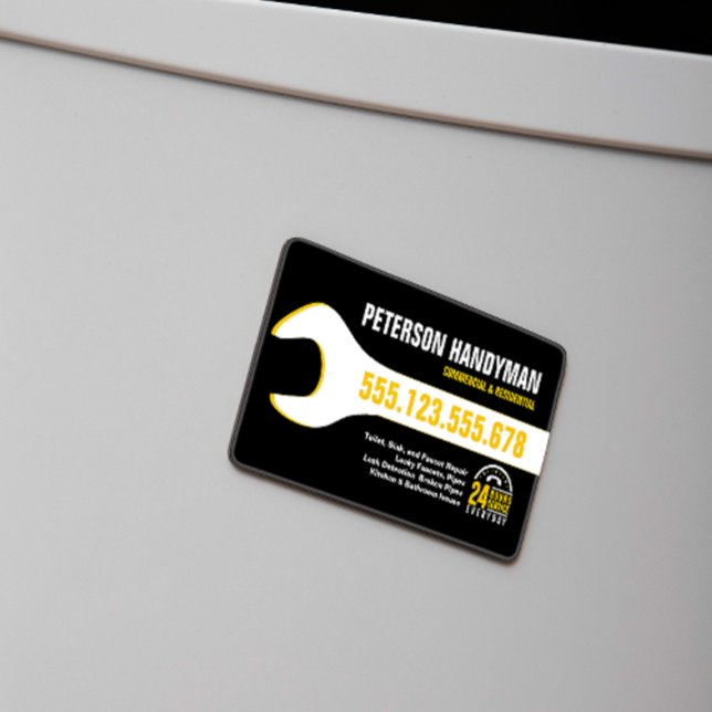 CARTÃO DE VISITAS MAGNÉTICO FERRAMENTA WRENCH DE EMERGÊNCIA HANDYMAN PLUMBING  (Criador carregado)
