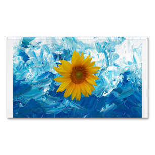 Cartão De Visitas Magnético Flor azul e amarela