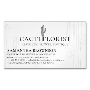 Cartão De Visitas Magnético Flor do Deserto Boho Cactus