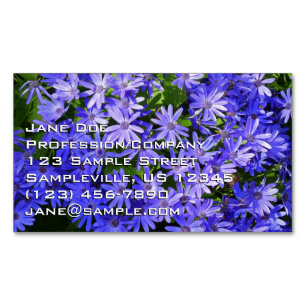 Cartão De Visitas Magnético Flores Azuis Semelhantes a Margaridas Fotografia d