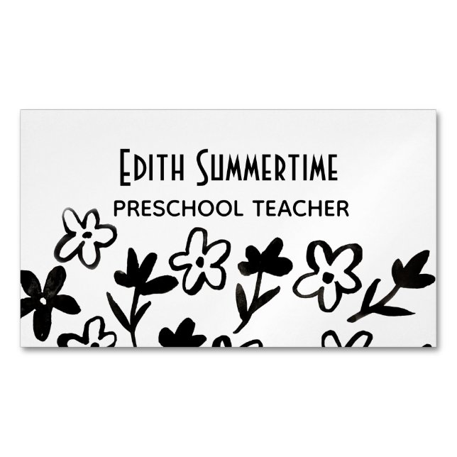 Cartão De Visitas Magnético Flores com cartão de visita de quadrado de tinta (Frente)