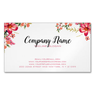 Cartão De Visitas Magnético Flores Rosa E Vermelho