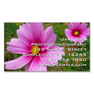 Cartão De Visitas Magnético Flores Silvestres Cosmos Rosa