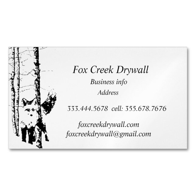 Cartão De Visitas Magnético Floresta Fox Creek Drywall Personalizada (Frente)