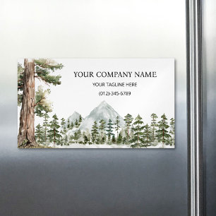 Cartão De Visitas Magnético Floresta Verde Aquarela Personalizada Outdoor