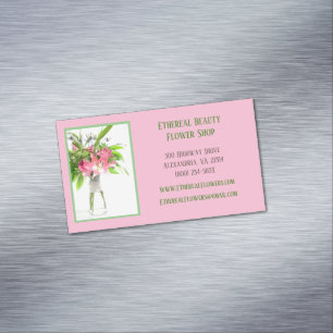 Cartão De Visitas Magnético Florista Rosa