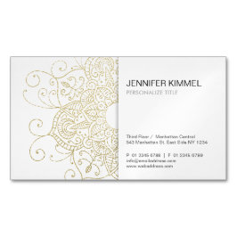Cartão De Visitas Magnético Folha de Ouro Clássica Parece Mandala Minimalista
