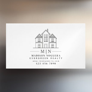Cartão De Visitas Magnético Foto de Monograma House do Agente Imobiliário Míni