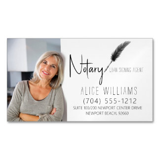 Cartão De Visitas Magnético Foto de Notário Mínimo Preto e Branco