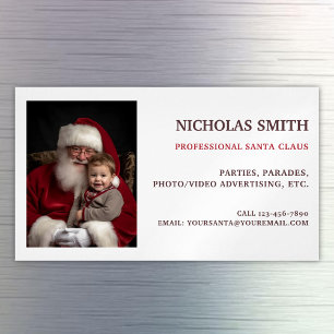 Cartão De Visitas Magnético Foto do Papai Noel Profissional