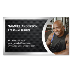 Cartão De Visitas Magnético Foto do Treinador Pessoal de Malhação de Fibra de 