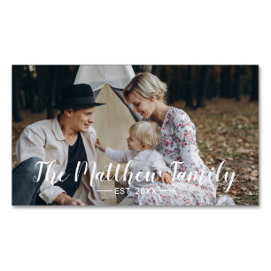 Cartão De Visitas Magnético Foto personalizada com nome de família e ano esta