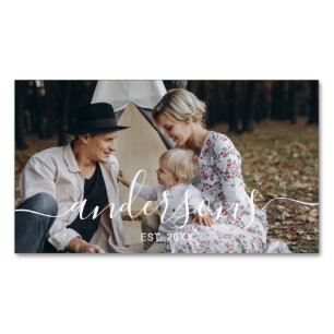 Cartão De Visitas Magnético Foto personalizada com nome de família e ano esta