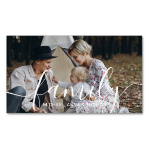Cartão De Visitas Magnético Foto personalizada da família com nome personaliz