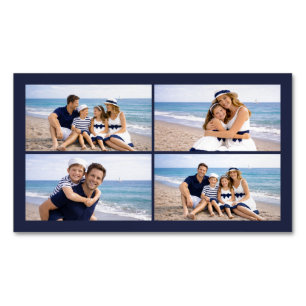 Cartão De Visitas Magnético Foto Personalizada da Família em Azul Marinho Náut