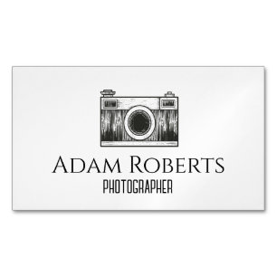 Cartão De Visitas Magnético Fotógrafo Minimalista Câmera Vintage