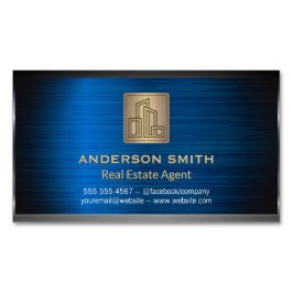 Cartão De Visitas Magnético Fundo Metálico Dourado do Logotipo de Construção d