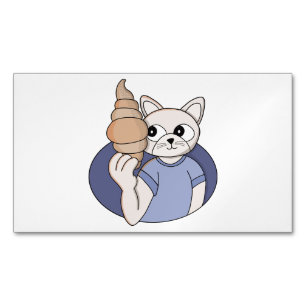 Cartão De Visitas Magnético Gato Croissant Engraçado