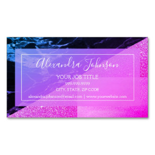 Cartão De Visitas Magnético Geométrico Moderno, Rosa e Preto