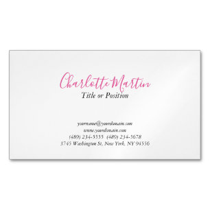 Cartão De Visitas Magnético Gerente Chefe Consultor Branco Rosa Profissional