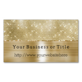 Cartão De Visitas Magnético Glam Champagne Dourado Diamantes Glitzy