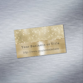Cartão De Visitas Magnético Glam Champagne Dourado Diamantes Glitzy