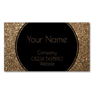 Cartão De Visitas Magnético Glamor Clássico Gatsby Black e Dourado Glitter