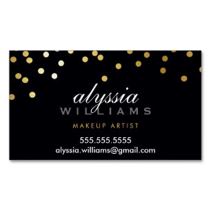 Cartão De Visitas Magnético GLAMOROUS CONFETTI spot foz de ouro fofo preto