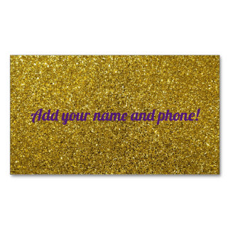 Cartão De Visitas Magnético Glitter espumante de ouro personalizado