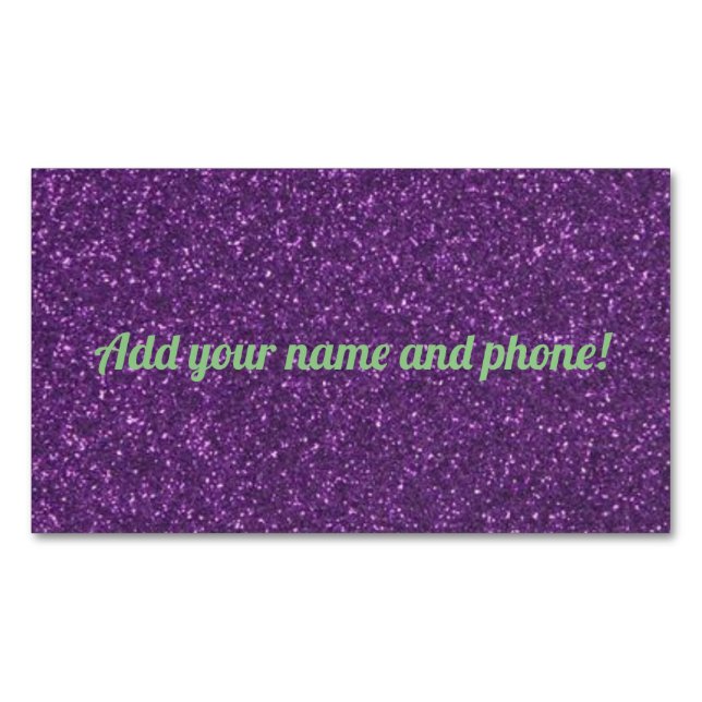 Cartão De Visitas Magnético Glitter espumante roxo personalizado (Frente)
