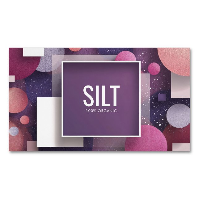 Cartão De Visitas Magnético Glitter Geométrico Moderno Divertido Texturizado (Frente)