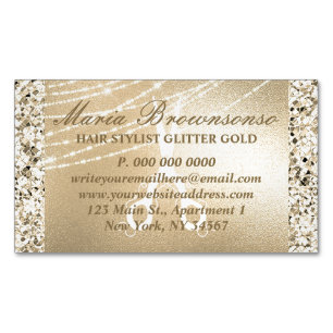 Cartão De Visitas Magnético Glitter gold Luxury Tesoura