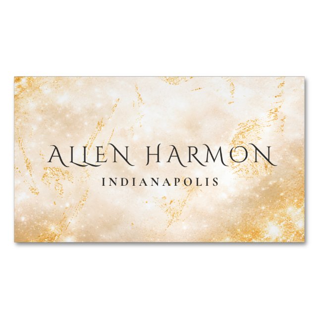 Cartão De Visitas Magnético Gold Minimal Custom Family Name | 5-Minute Edit (Frente)