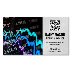 Cartão De Visitas Magnético Gráfico do mercado de ações Código QR do logo