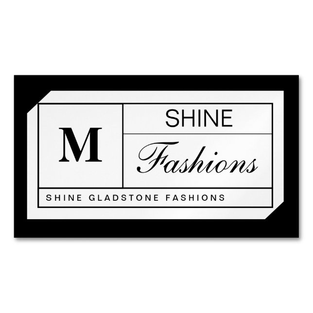 Cartão De Visitas Magnético Grelha de Monograma (Frente)