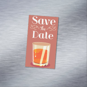 Cartão De Visitas Magnético Guardar A Data De Vintage Whiskey Drink