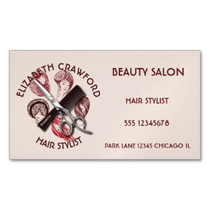 Cartão De Visitas Magnético Hair Stylist Hairdresser Ou Salão De Beleza Com No