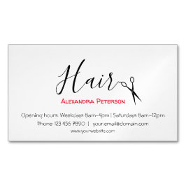 Cartão De Visitas Magnético Hair Stylist - Preto e Vermelho