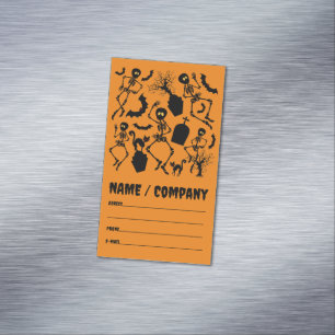 Cartão De Visitas Magnético Halloween Skeletons Macabre Dance