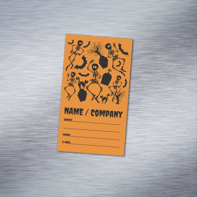 Cartão De Visitas Magnético Halloween Skeletons Macabre Dance (Posição Original)