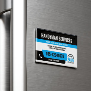 CARTÃO DE VISITAS MAGNÉTICO HANDYMAN CORRIJA A CARA URGENT REPAIR PRETO