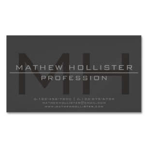 Cartão De Visitas Magnético Homens Monogrammed, cinzento