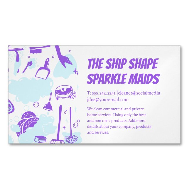 Cartão De Visitas Magnético House Maid Cleaning Service and Supplies (Frente)