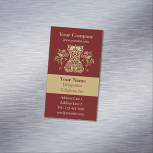 Cartão De Visitas Magnético Ícone de Damasco Corset Floral Vertical