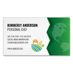 Cartão De Visitas Magnético Ícone de fazenda   Terra Verde